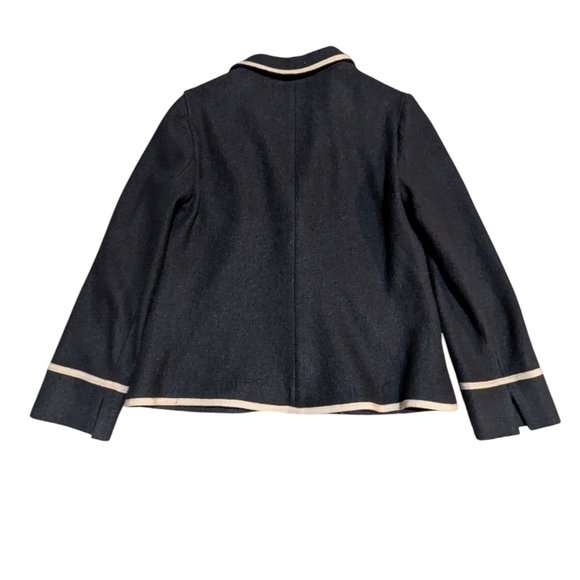 Banana Republic Heritage Black Wool Blend Blazer Tan Piping Academia Preppy 10 - Picture 3 of 9
